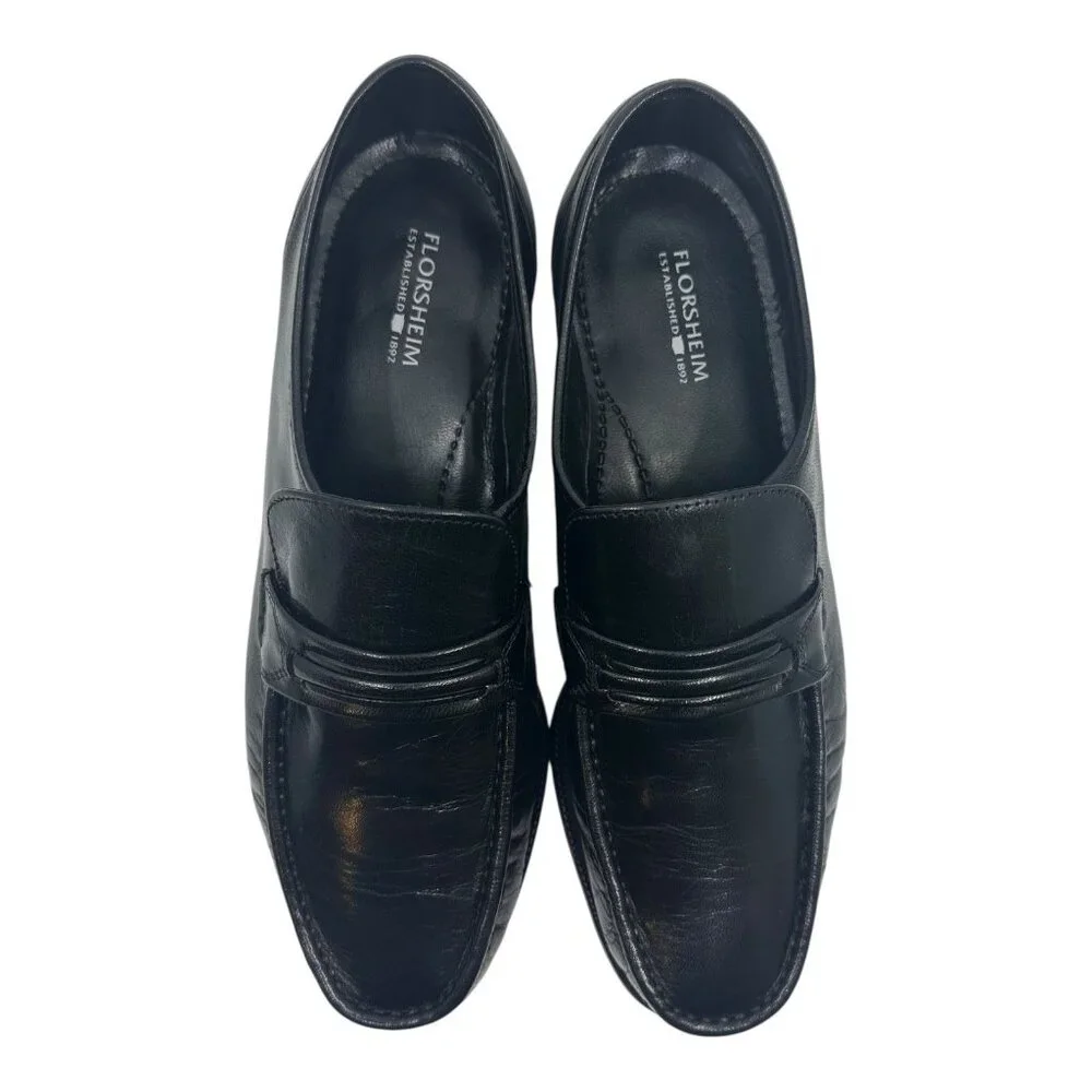Florsheim Jareth Black Slip On Moc Dress Leather Shoes Mens Size 10eee 12073 EUC